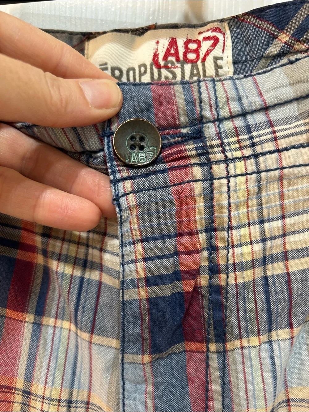 Aeropostale Men's Plaid Shorts Size‎ 36 Pockets Preppy Grunge Timeless Vacation